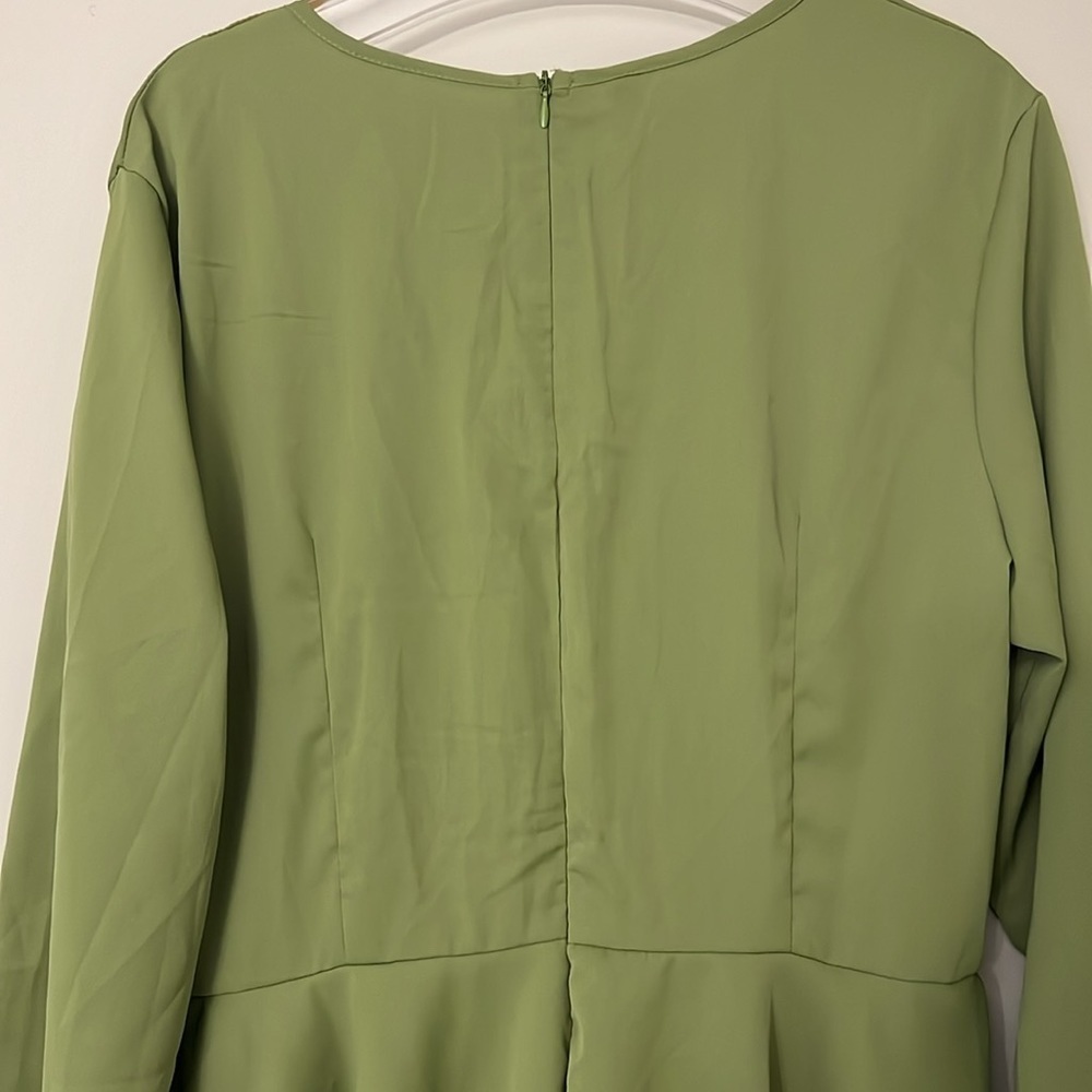 Deep V-Neck Long Sleeve Mini Dress - Picture 6 of 7